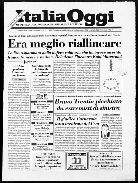 Italia oggi : quotidiano di economia finanza e politica